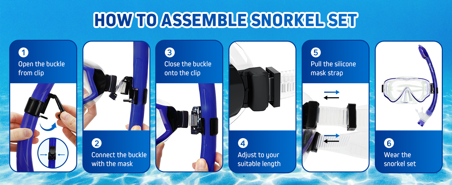 Набір для снорклінгу для дітей з ластами, маска з антизапітнінням 180° панорамний огляд, регульовані плавальні ласти та преміум сухий снорк, 3 в 1 набір для снорклінгу для дітей з сумкою, L/XL(31-36), блакитний