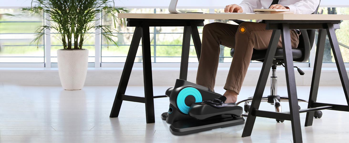 Електричний еліптичний тренажер Amonax, міні крос-тренажер для дому, сидячий велотренажер для літніх людей, кардіо тренажер під стіл, чорний Pro