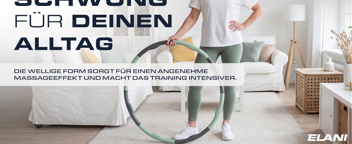Hula Hoop ELANI 90см рожевий для схуднення: фітнес-обруч з хвилястою формою, 7-8 секцій, індивідуальне налаштування + посібник з тренувань