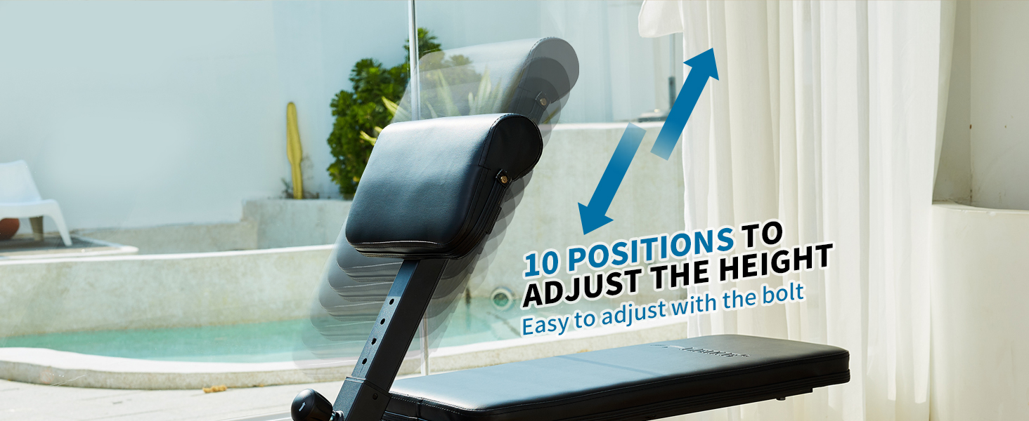 Регульована лава для тренувань Leikefitness 5812 - складана лава для дому, чорна