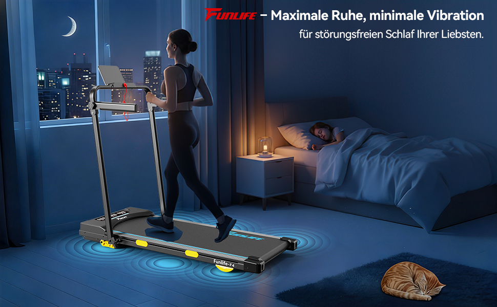 Біговий тренажер FunLife F4 (оновлення 2025) – 4-в-1, складний, з кутом нахилу 7%, керування через додаток, тихий, з двома ручками та страхувальним тросом, 1-12 км/год, для дому, для людей похилого віку, червоний