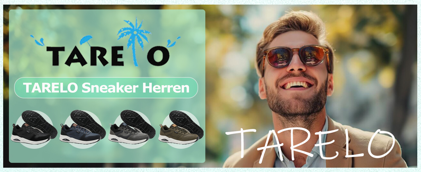 Sneaker TARELO для чоловіків: кросівки з повітряною подушкою, зручні спортивні кросівки для відпочинку, дихаючі, легкі, для тенісу, зелені, 44 EU