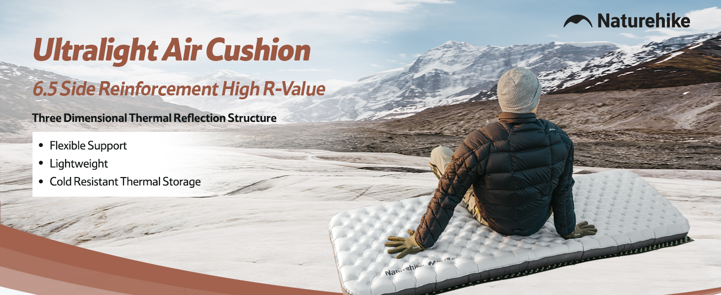 Каремат Naturehike Thermal 6.5 R - самонадувний ізомат для кемпінгу 4 сезони, 10 см, ультралегкий, морозостійкий