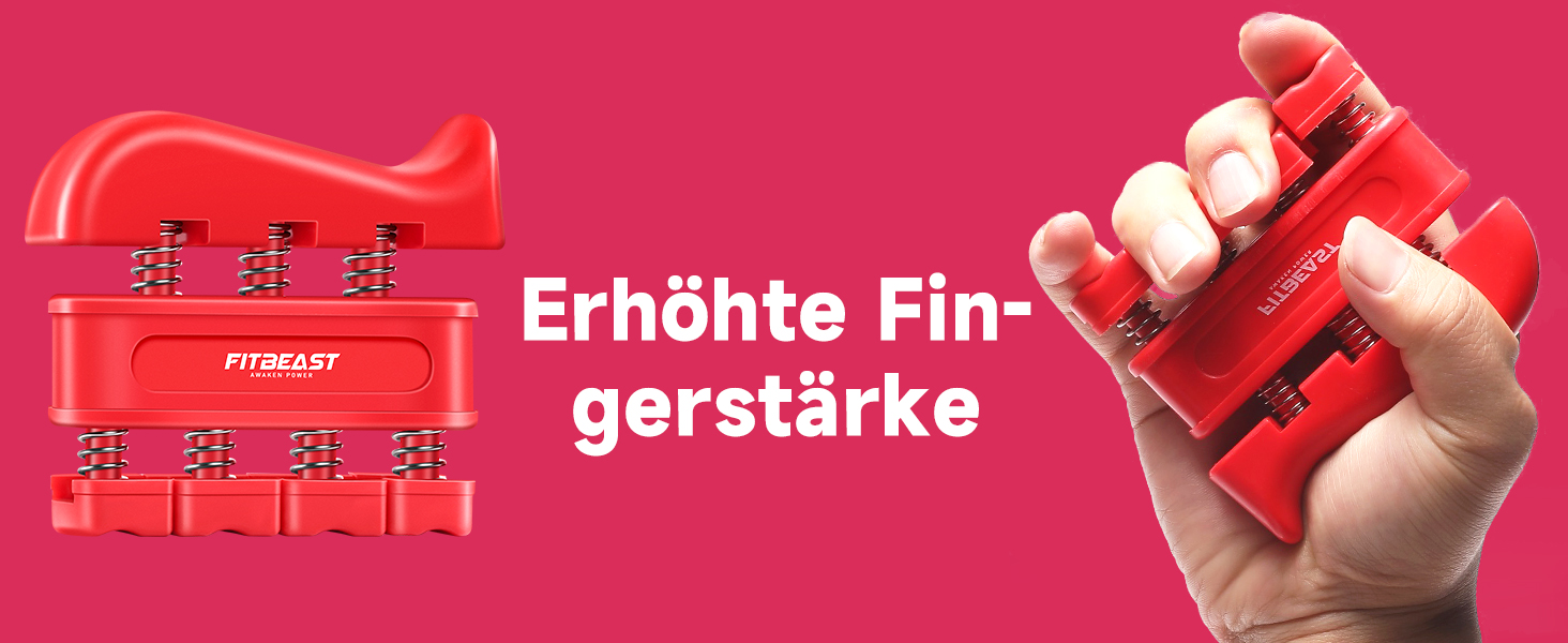 FitBeast Тренажер для рук та пальців 5 в 1: набір для силових тренувань, підтримка зап'ястя, зняття стресу (червоний)