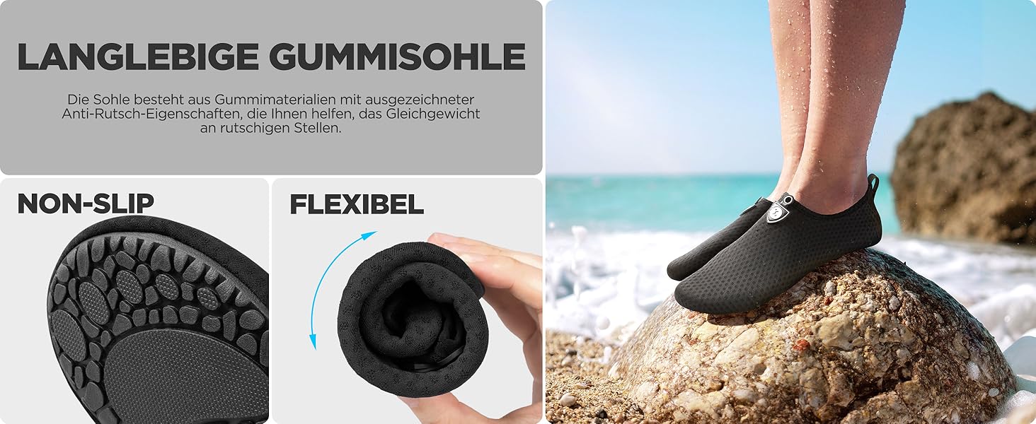 Водні черевики SIMARI для жінок та чоловіків, швидковисихаючі, моделі для плавання та відпочинку на пляжі, спортивні аквашузи SWS001, чорний, розмір 42/43 EU