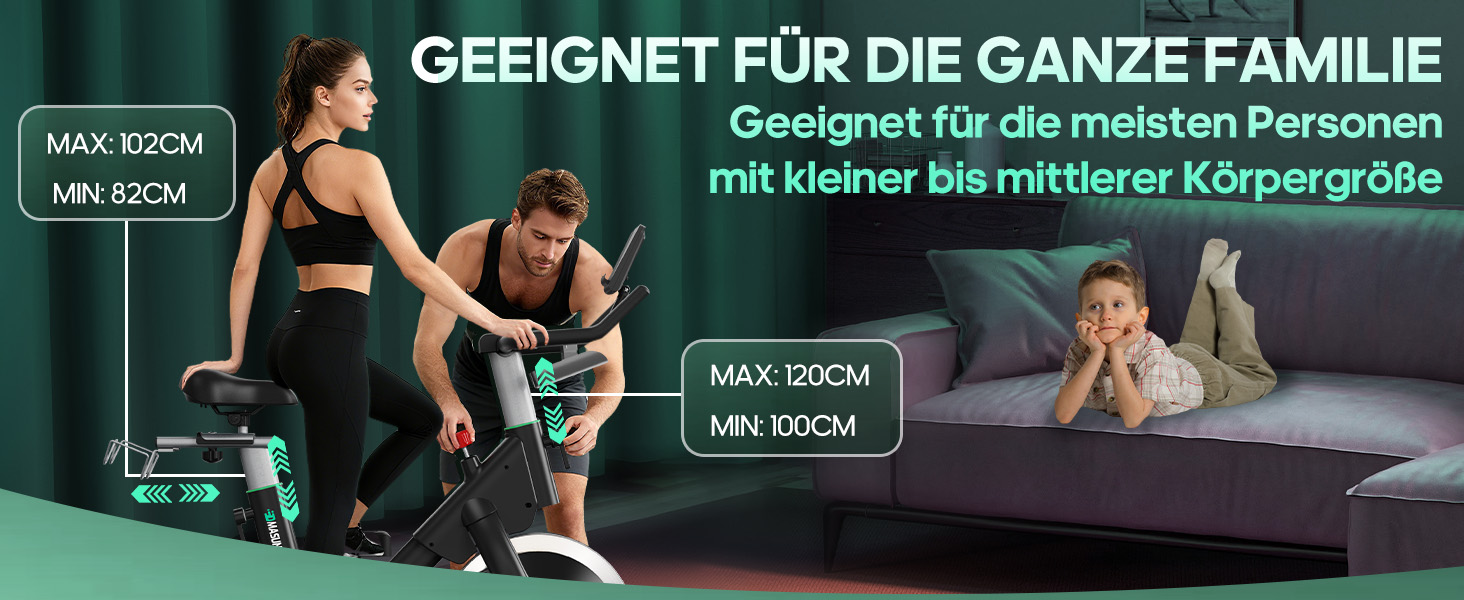 Ергометр DMASUN для дому з регульованим магнітним опором, стійкою для гантелей, важким маховиком, LCD-монітором, регульованою висотою, фітнес-велосипед до 180 кг, зелений [2026 Модель]