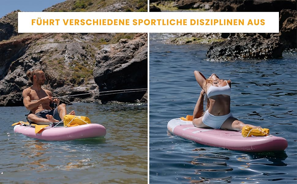 Надувний SUP Борд HUIIKE для Станд Ап Паддлінгу (Stand Up Paddling) з аксесуарами: весло, фіни, насос. Стабільний та міцний надувний SUP борд Enjoyer Pink, 305x84x15 см, до 130 кг.