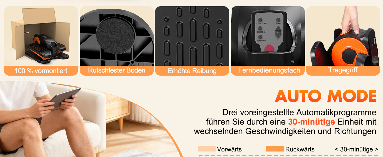 Міні електричний тренажер Crosstrainer XDDIAS для дому з пультом керування та LED-дисплеєм, 12 швидкостей, тихий та портативний еліптичний тренажер для дорослих та літніх людей