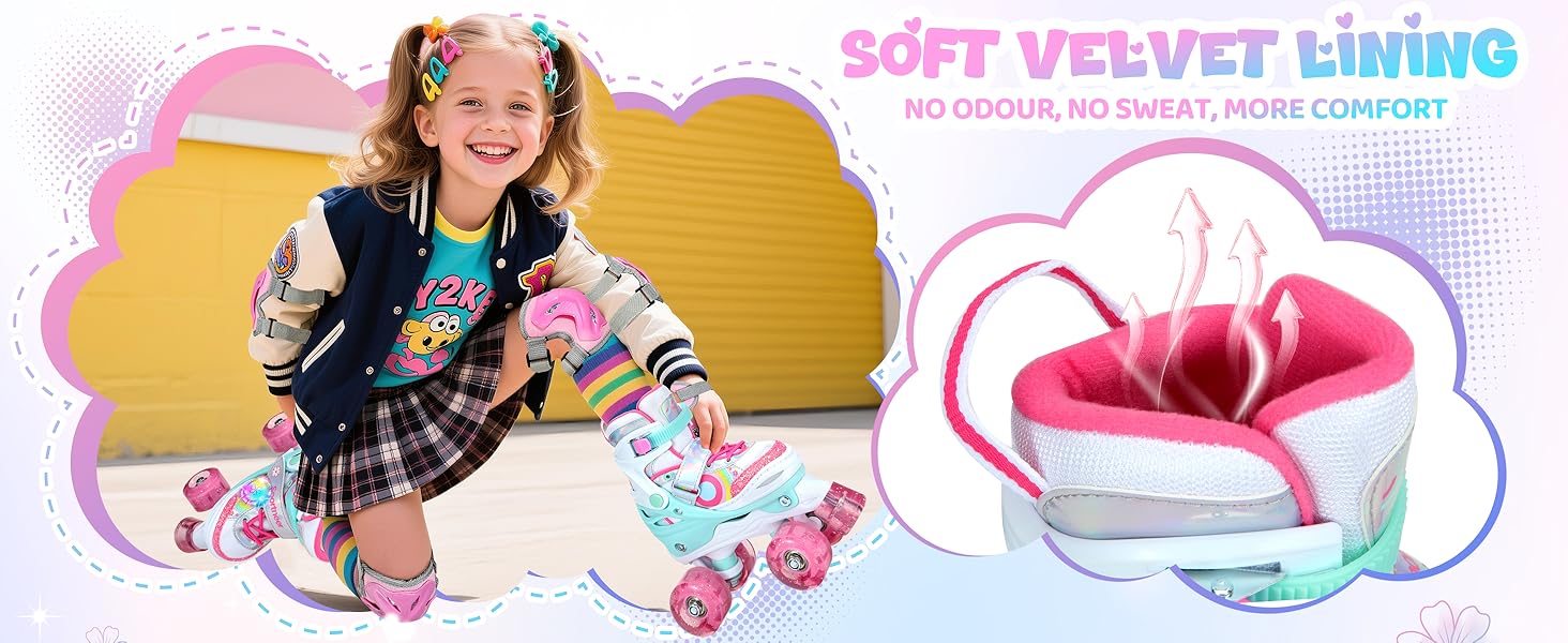 Роликові ковзани Sportneer для дітей з підсвіткою та захистом, розмір M (EU 33-36)