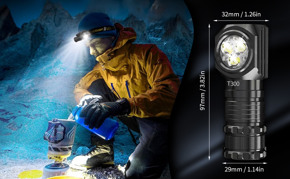 Кепковий ліхтар LED, 1300 люмен, 7 режимів, водонепроникний IP55, для кемпінгу, бігу, риболовлі, туризму та outdoor-роботи