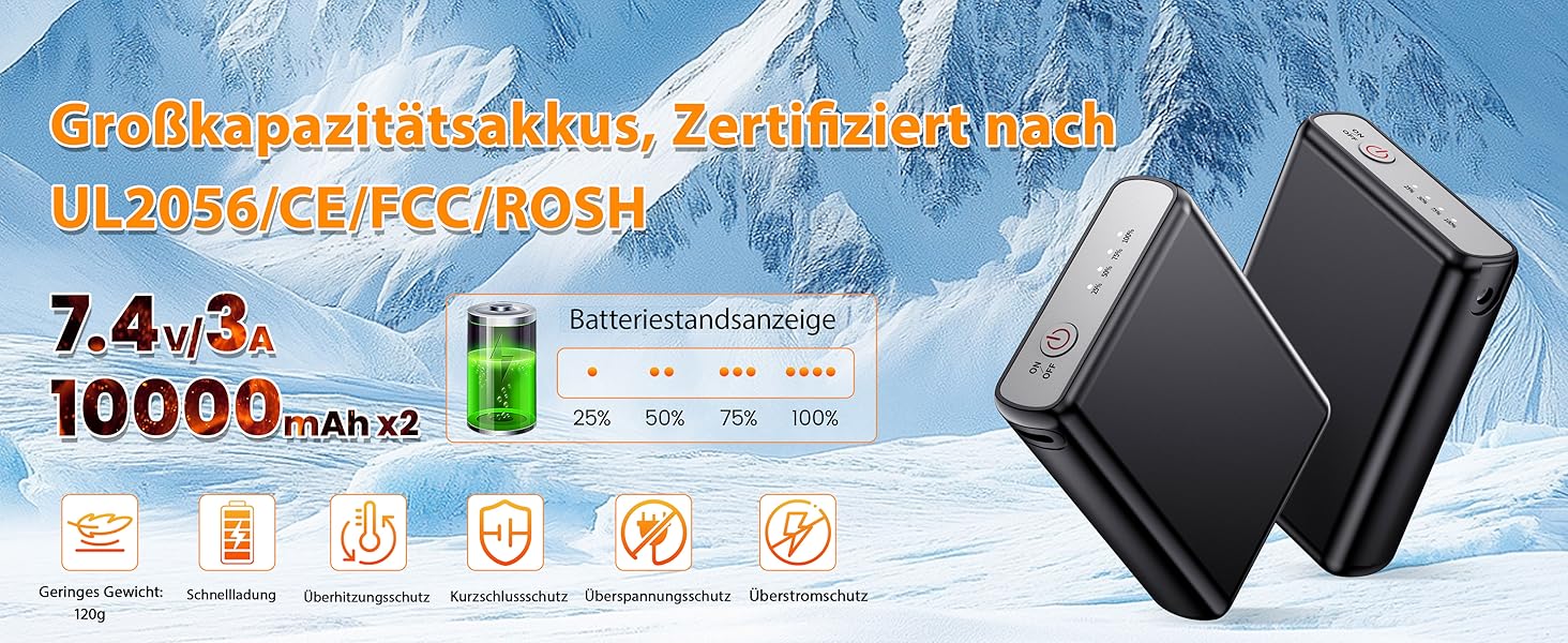 Греючі рукавички USB з підігрівом 20000mAh для чоловіків та жінок, 7.4V, 3 температурні режими, сенсорний екран, водонепроникні, антиковзкі, для зимової роботи на вулиці, чорні