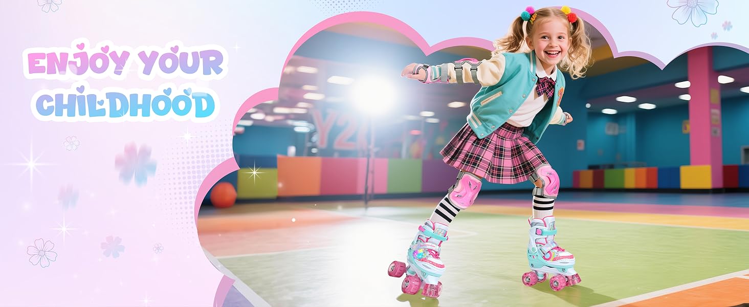 Роликові ковзани Sportneer для дітей з підсвіткою та захистом, розмір M (EU 33-36)