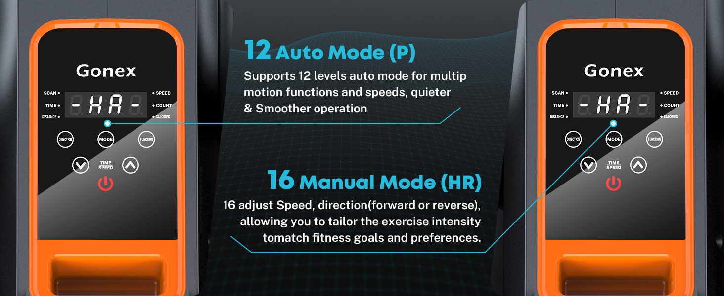 Еліптичний тренажер Gonex під стіл для літніх людей, електричний, з пультом керування, 16 рівнів швидкості, ручний та автоматичний режими (Помаранчевий)