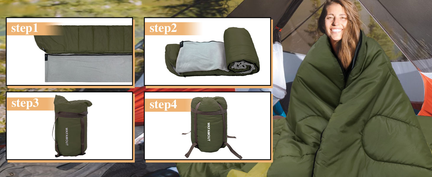 Спальний мішок Outdoor для дорослих, машинного прання, зимовий, водонепроникний, 3-4 сезони, з компресійним мішком, для кемпінгу, походів, подорожей, 0°C-Комфорт, Чорний (Оливковий), 220x85CM-L