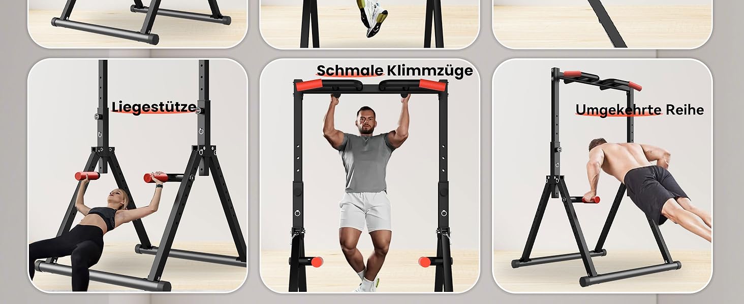 Спортивний комплекс Klimmzugstange Freistehend: турнік, бруси для віджимань, розкладна штанга для підтягувань, тренажер для дому, силові тренування, фітнес-обладнання (чорний, багатофункціональний)
