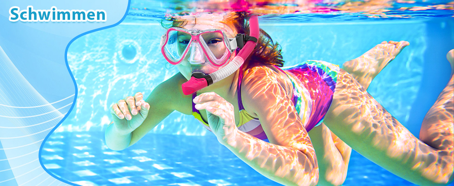 Schnorchel Set для дорослих QcoQce: сухий сноркeль, маска з жорсткого скла, панорамний огляд, антизапар, антивитік