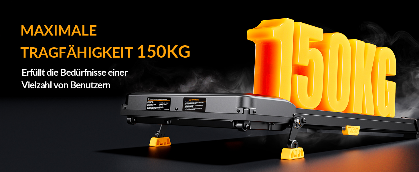 Біговий тренажер з нахилом 10%, Компактний біговий стіл для дому та офісу, Walking Pad, вантажопідйомність 150 кг, 2.5HP тихий мотор, портативна бігова доріжка з пультом керування 1-6 км/год, жовтий