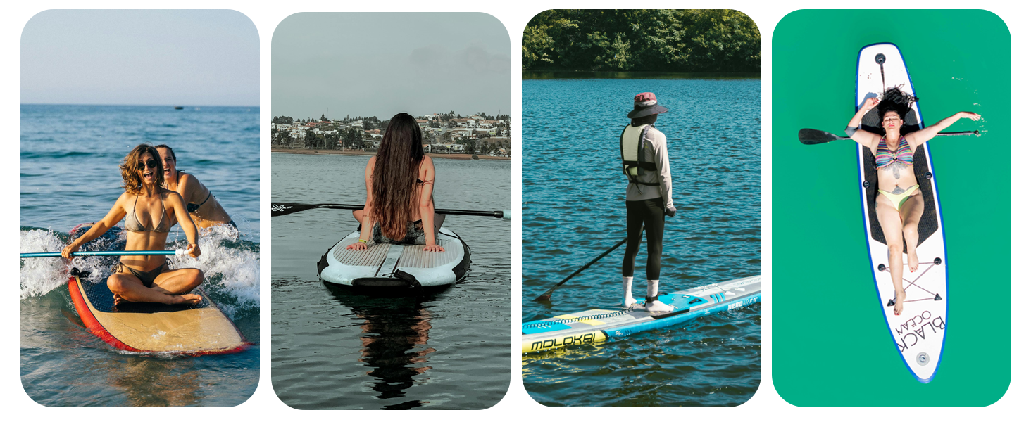Надувний SUP дошка CASSILANDO Stand Up Paddle Board 335 см з аксесуарами та сумкою для перенесення, для йоги, риболовлі, серфінгу, підходить для дорослих та підлітків, з імітацією текстури дерева, колір м'ятно-зелений