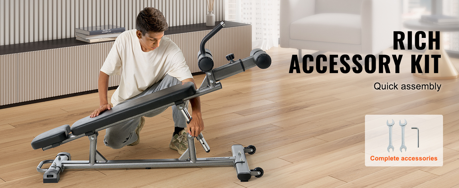 VEVOR лавка для пресу, Bauchbank з обертовим ручками, регульована висота, міцна сталь, 500/600/453,6 кг, для фітнесу вдома, силові тренування, лавка для пресу/1000lbs