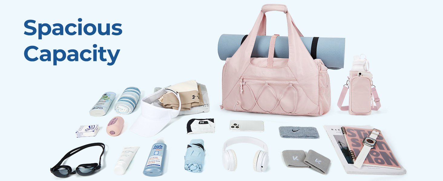 Спортивна сумка для жінок BAGSMART, легка дорожня сумка з окремим відділенням для взуття, колір: верблюжий