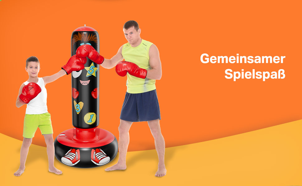 AVENTERA® Боксерський мішок для дітей 3-12 років (160см, навчальний ефект) - 4-в-1 комплект - для тренувань, розвитку рухливості та моторики - перевірена якість