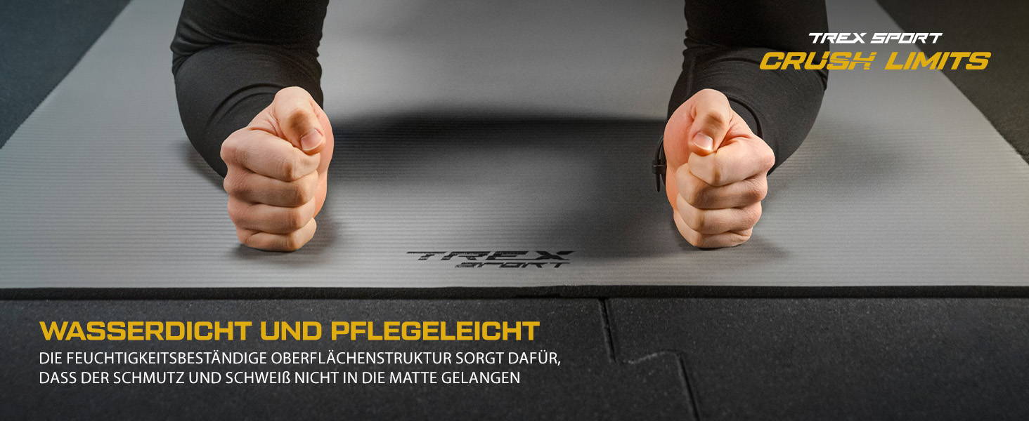 TREX SPORT Килимок для гімнастики та фітнесу | Товстий та м'який, 190x80x1 см, з ручкою для перенесення, неслизький, сірий | Килимок для йоги