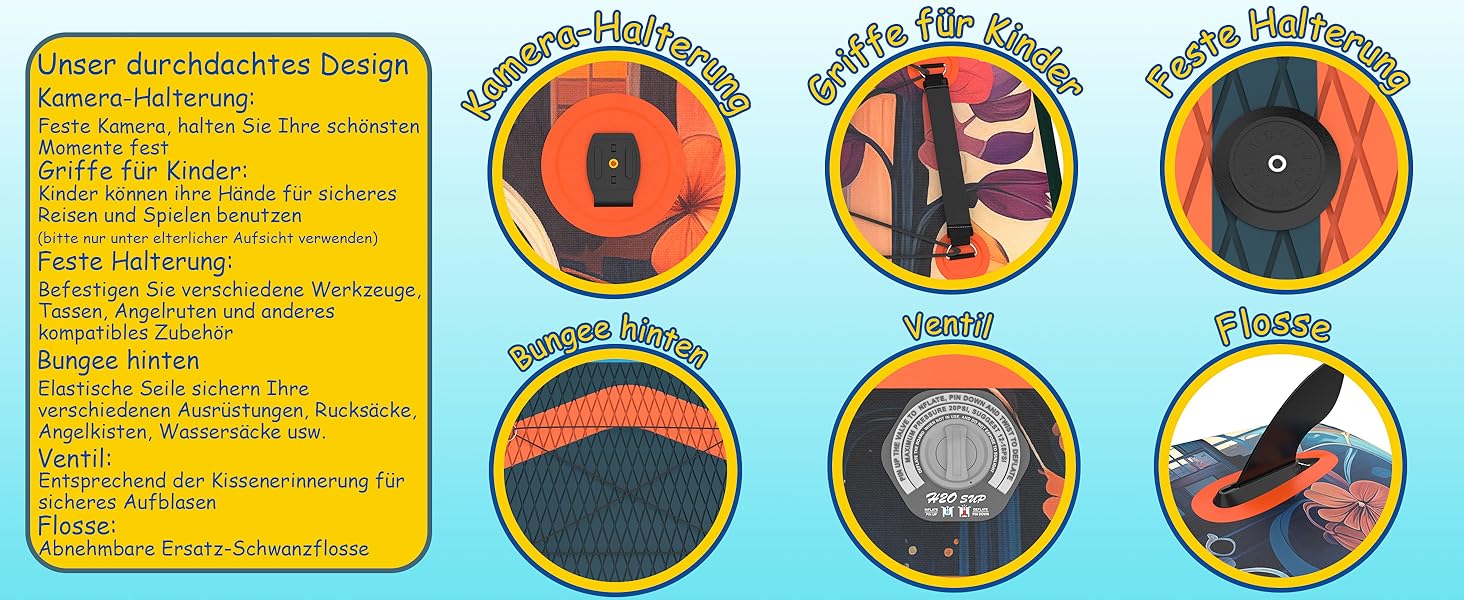 Надувний SUP-борд H2OSUP Stand Up Paddling Board - широка дошка для паділбордингу з преміум аксесуарами, стабільна для будь-якого рівня підготовки (Помаранчевий)
