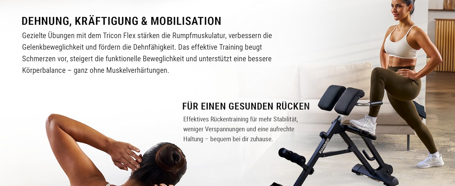 Тренажер для спини HAMMER Tricon – гіперекстензія, живіт, прес. Багатофункціональне обладнання для фітнесу