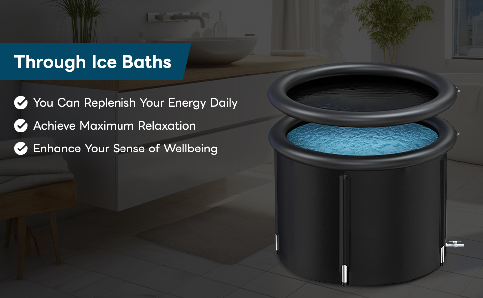 Преміум Ейсбад XL (80 см Ø) - Комплект для криотерапії з тони, крио ванна, криотонна з кришкою та тканиною - для відновлення та оздоровлення