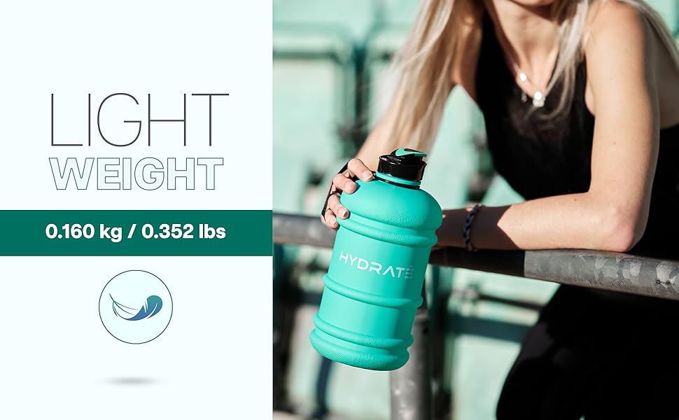 Фляга для води Hydrate XL 2,2 л - чорна, для спортзалу, спорту та подорожей, без BPA, міцна, 2200 мл