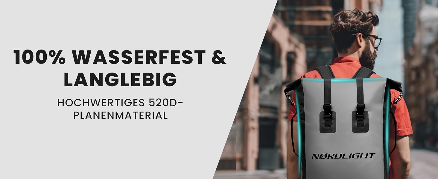 Водонепроникний рюкзак Nordlight Dry Bag 35л з Roll Top, для водного спорту, велосипеда, кур'єра, трекінгу, риболовлі - Сірий