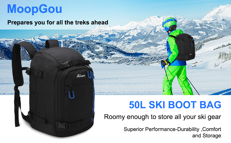 Чохол для лижних черевиків, 50 л, рюкзак-дорожник для лиж, 1680D Nylon, водонепроникний, для лиж, шолома, маски, рукавичок, одягу та лижного спорядження, аксесуари для чоловіків, жінок та підлітків