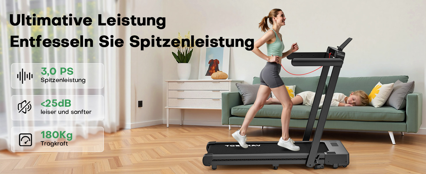 Walking Pad VANNECT: компактний біговий тренажер для дому з регулюванням нахилу, LED-дисплеєм, пультом керування, потужністю 3.0HP та вагою до 180 кг (чорний)