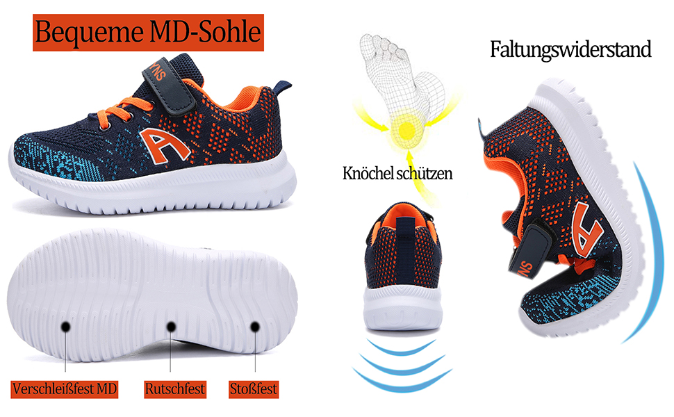 Дитячі кросівки для дівчаток та хлопчиків, спортивні, для бігу та прогулянок, розмір 35 EU, чорно-сині