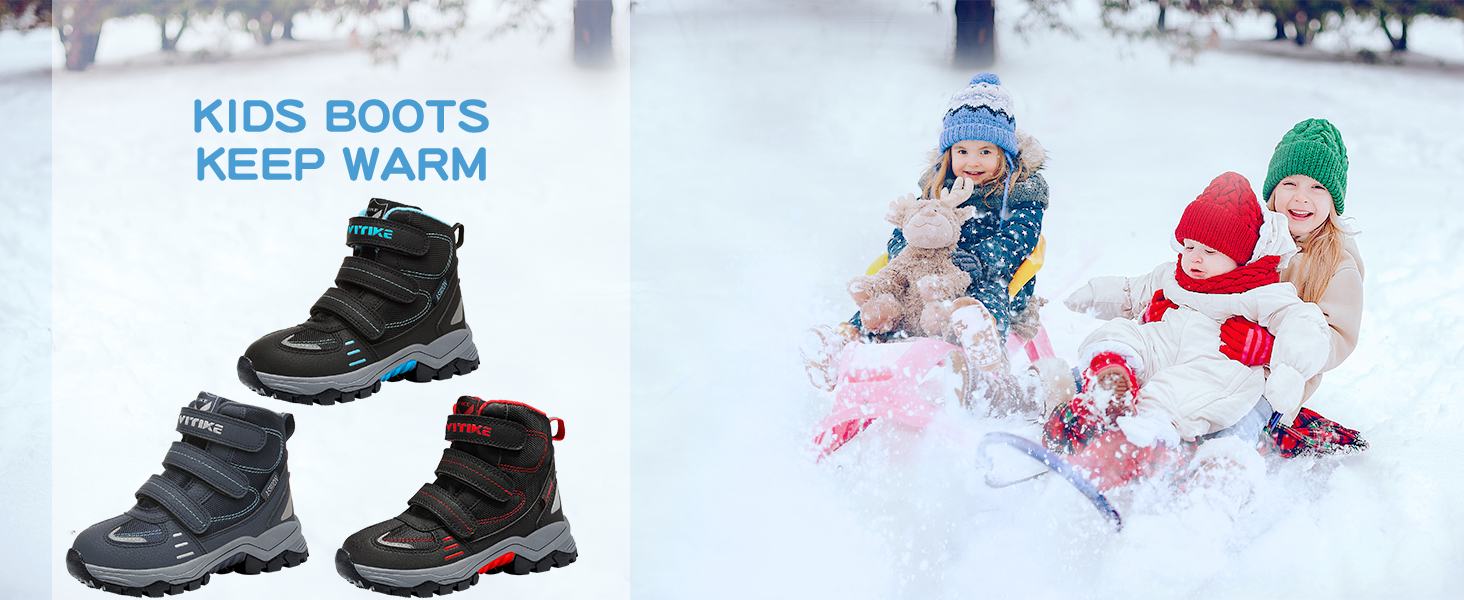 Дитячі зимові черевики ASHION: утеплені, для ходьби та трекінгу, розмір 39 EU, чорний колір