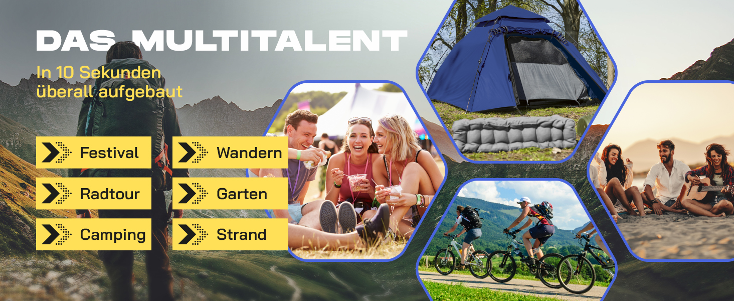 Намет Lumaland Outdoor Pop Up Kuppelzelt для кемпінгу, подорожей та фестивалів (2-3 особи), сірий