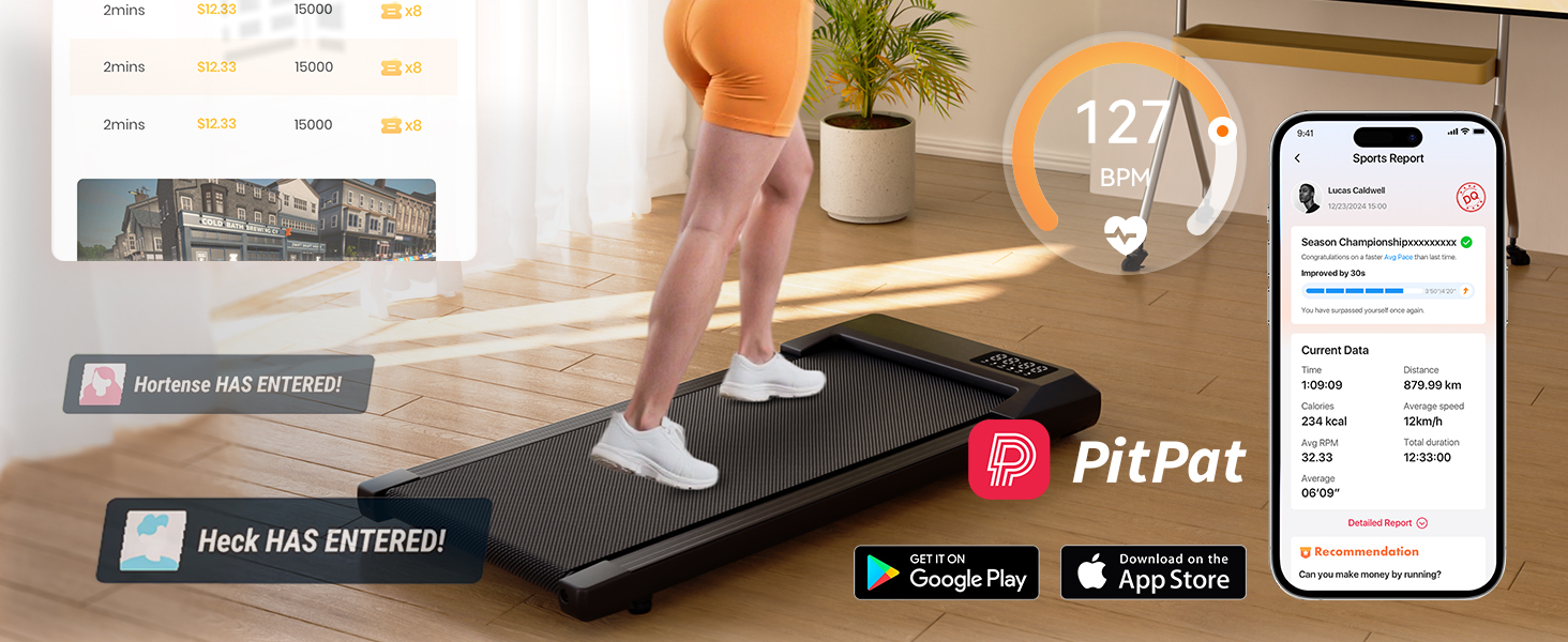 Walking Pad Lacuffy 2.5 HP: біговий доріжки для дому з керуванням через додаток, підтримка 136 кг, чорний, 90 см