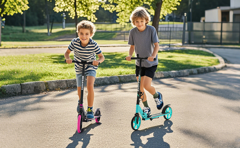 Складаний дитячий ролер з колесами 20 см – скутер для дітей від 8 років та дорослих, регульоване кермо, до 100 кг, зелений