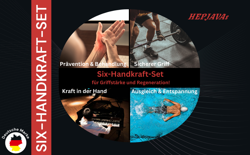 Набір для тренування рук HEPJAVA 6-в-1: тренажер пальців, хвату, передпліччя, гіроскопічна кулька, кільце для хвату, розтягувач пальців. Ідеально для силових тренувань та реабілітації