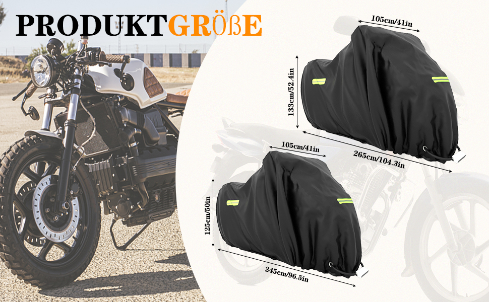 Водонепроникний чохол для мотоцикла та скутера XXXL, захисна накривна тканина 420D Oxford для вулиці, 265x105x133 см