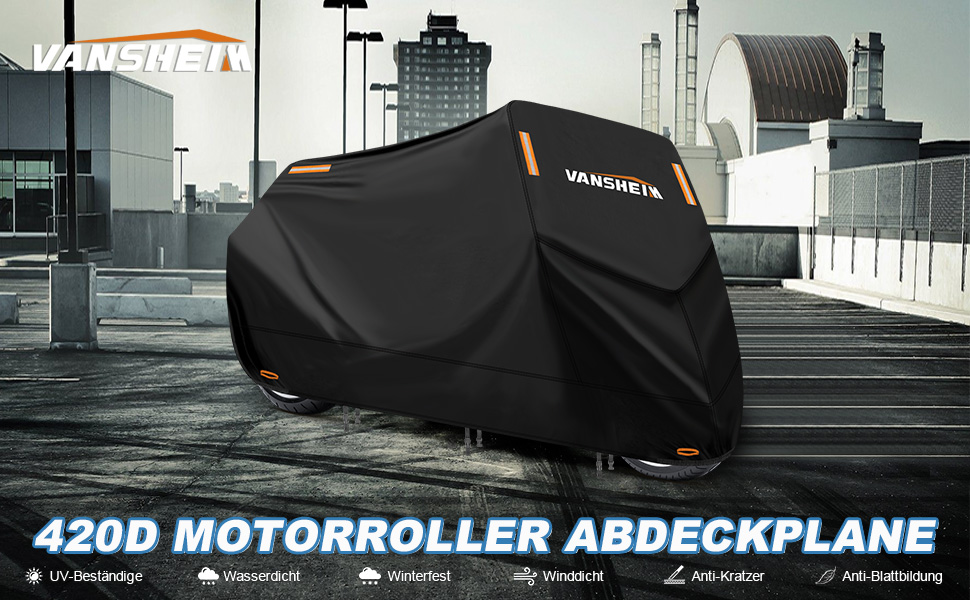 Водонепроникний чохол для мотоцикла VANSHEIM 220x105x125 см, 420D Oxford, зимовий, для скутера/моторолера