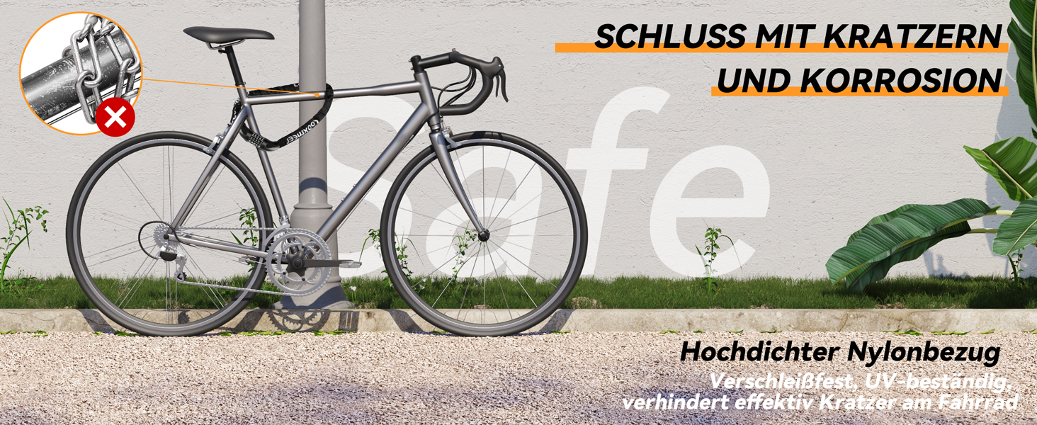 Замки для велосипедів: надійне ланцюгове кільце з кодовим замком, 90 см, рівень безпеки 8, 5-значний код, для велосипеда, мотоцикла, ролера, дверей (чорний та білий - стабільний)