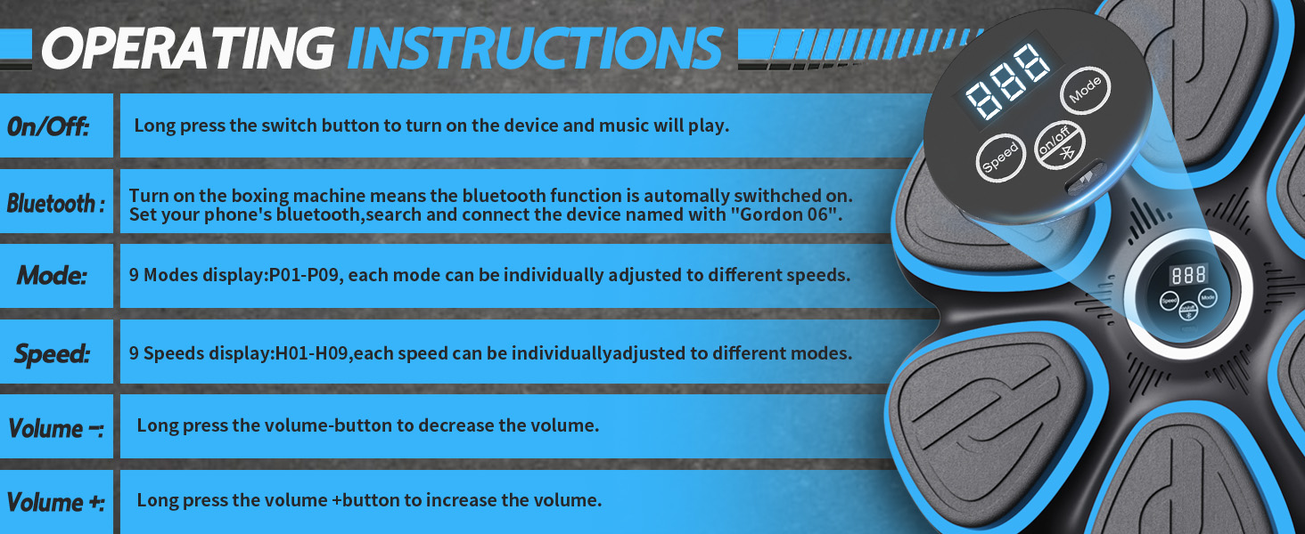 Музична боксерська машина для дорослих з LED-підсвічуванням та Bluetooth. Електронна боксерська машина з музикою, 9 режимів швидкості та підрахунку ударів, у комплекті боксерські рукавички.