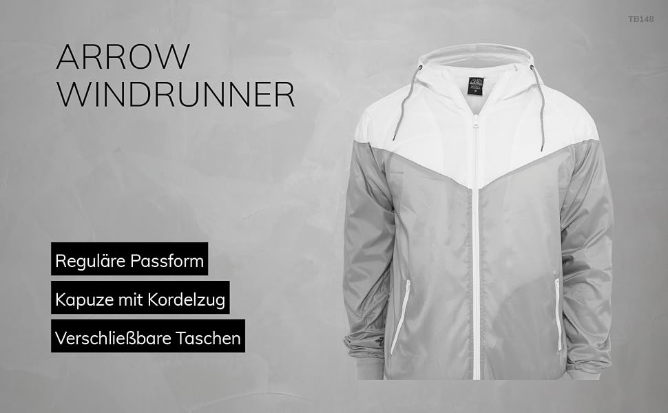 Чоловіча вітрівка Urban Classics Arrow Windrunner з капюшоном, демісезонна куртка з кольоровими блоками, 3XL, чорно-біла