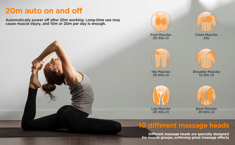 Масажер для м'язів: пістолет для масажу з 10 насадками, 30 швидкостей та LCD-екраном для розслаблення тіла, спини та плечей
