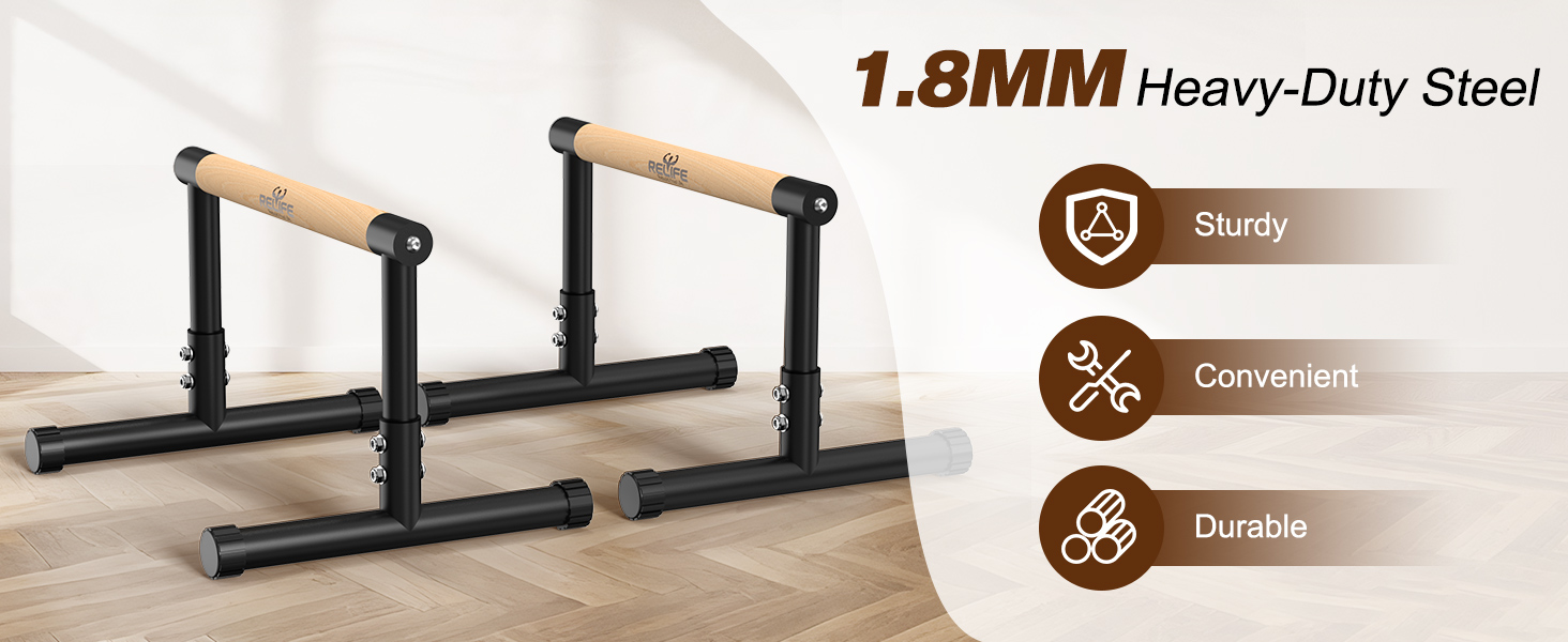 Стойка для віджимань та підтягувань RELIFE Calisthenics Black-3. Регульована висота, для занять вдома та в залі.