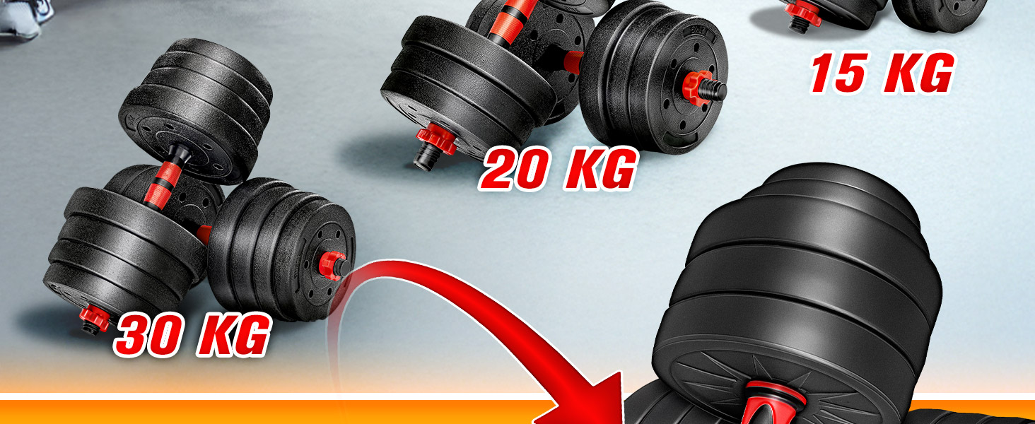 Набір гантелей 2 в 1 Hanteln Set 15-30kg: регульовані гантелі, штанга, з'єднання 30 кг
