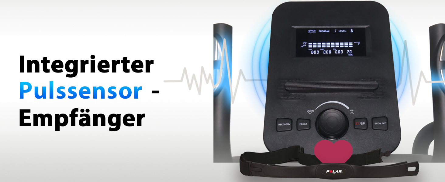 Еліптичний тренажер AsVIVA C28 Pro - 16 кг маховик, тихий ремінний привід, електричне регулювання опору, фітнес-комп'ютер, транспортні ролики