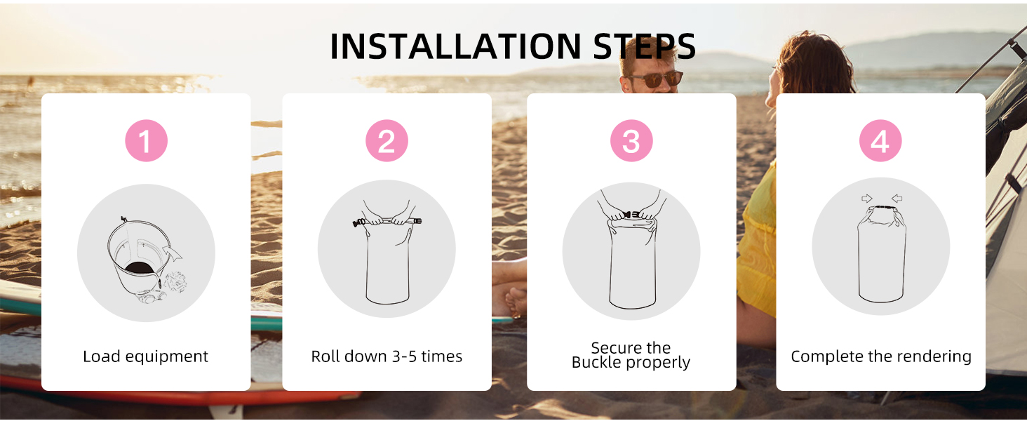 Водонепроникний сухий мішок GES 20 л Roll-Top з кишенею для телефону - для каякінгу, човнів, походів, рафтингу, плавання, кемпінгу та риболовлі (Рожевий)