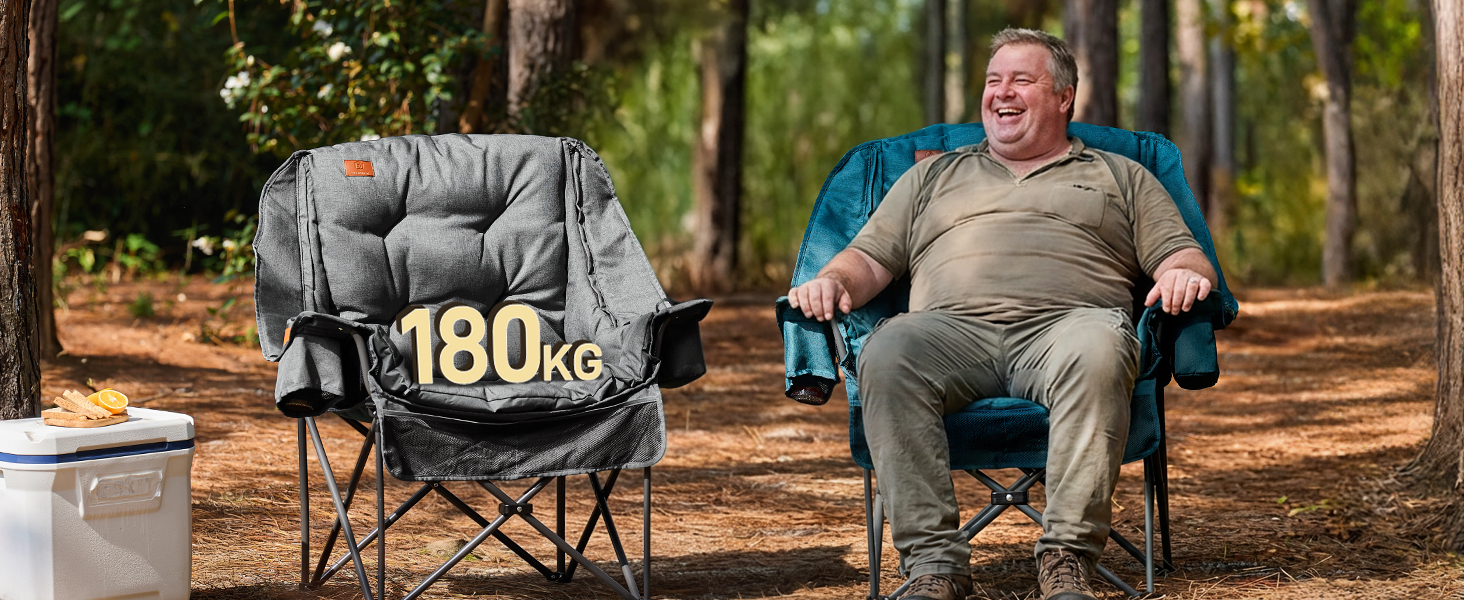Складане кемпінгове крісло 2-в-1 EVER ADVANCED зі знімним підкладним матрацом 6 см, сіре